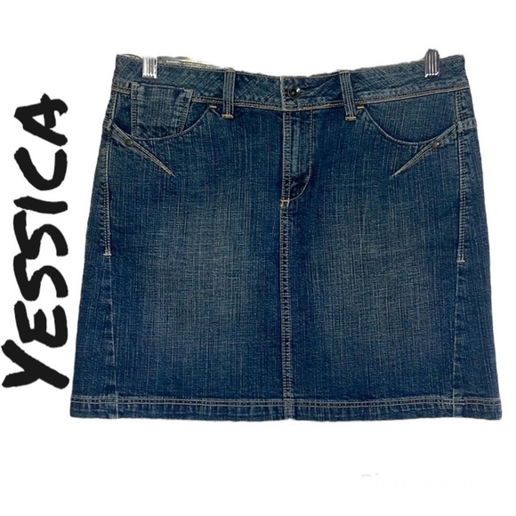 Yessica Dark Blue Wash Denim Casual Mini Skirt EU 40-42 - Picture 1 of 16